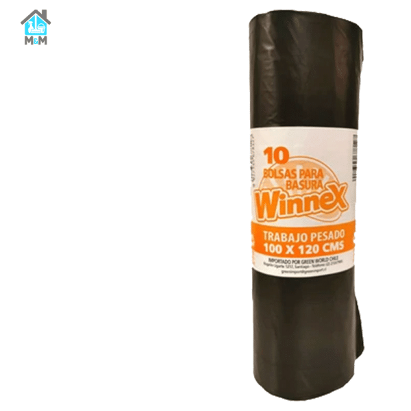 rollo 10 bolsa basura trabajo pesado 100 120 winnex naranja