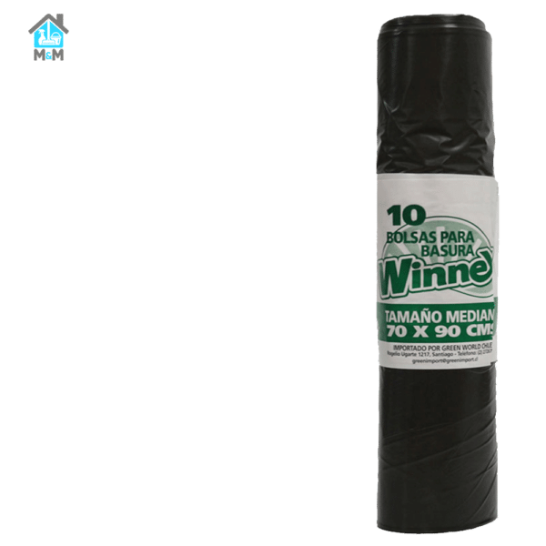 rollo 10 bolsa basura 70 90 tamaño mediano winnex etiqueta verde