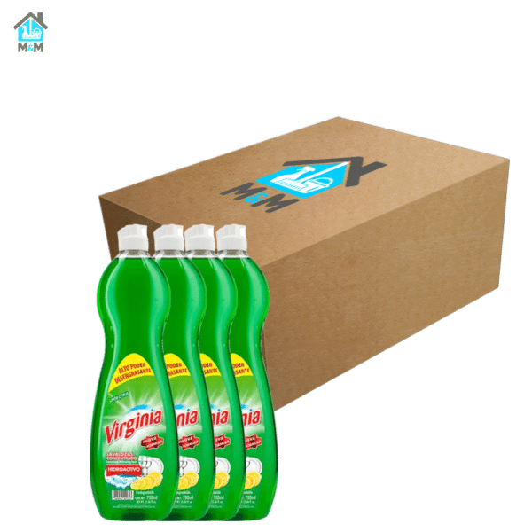 caja 4 botellas lavaloza concentrado liquido verde virginia limon