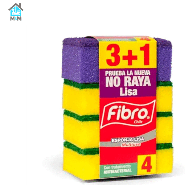 pack 4 esponja lisa multiuso fibro 3 1 no raya morado amarillo