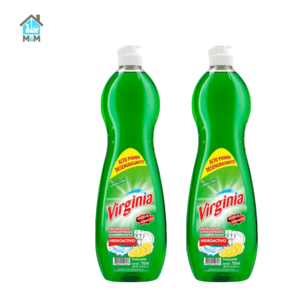 2 botellas lavalozas concentrado liquido verde virginia limon