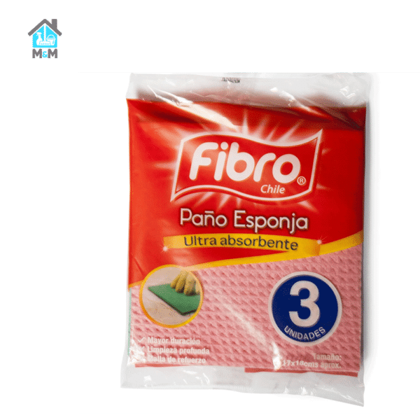 3 paños esponja ultra absorbente fibro colores