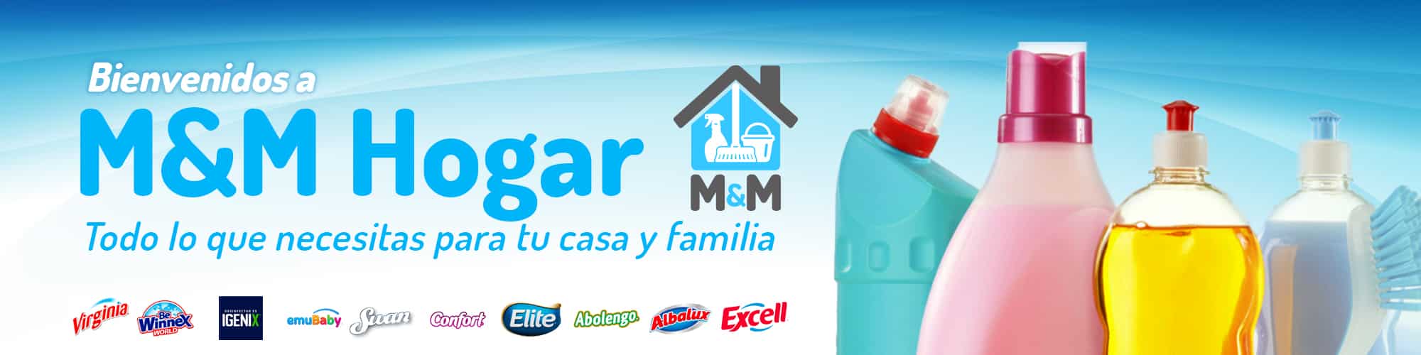 banner mym hogar logo botella detergente y bidon