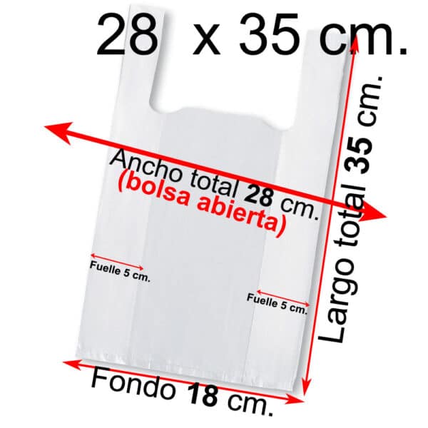 bolsa plastica camiseta blanca 28 35