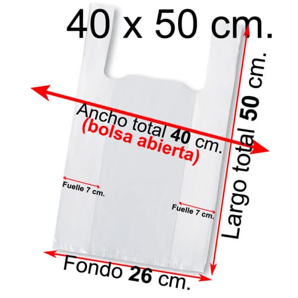 bolsa plastica camiseta blanca 40 50