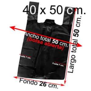 bolsa plastica camiseta gruesa botilleria negra 40 50