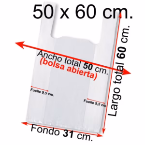 bolsa plastica camiseta 50 60 blanca