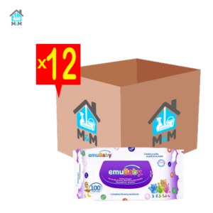 caja 12 paquetes 100 toallitas humedas bebe emubaby sin tapa