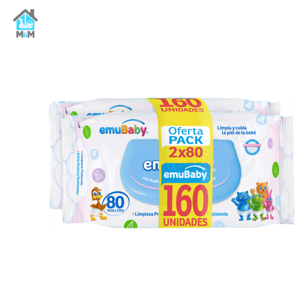 pack 160 toallitas humedas bebe emubaby 2 80 con tapa