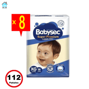 8 paquetes 112 pañales bebe babysec super premium talla xg blanco