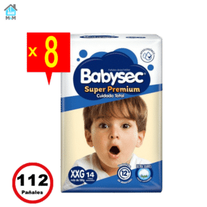8 paquetes 112 pañales bebe babysec super premium talla xxg blanco