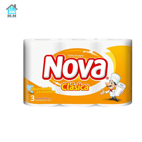 pack 3 toallas de papel nova clasica naranja