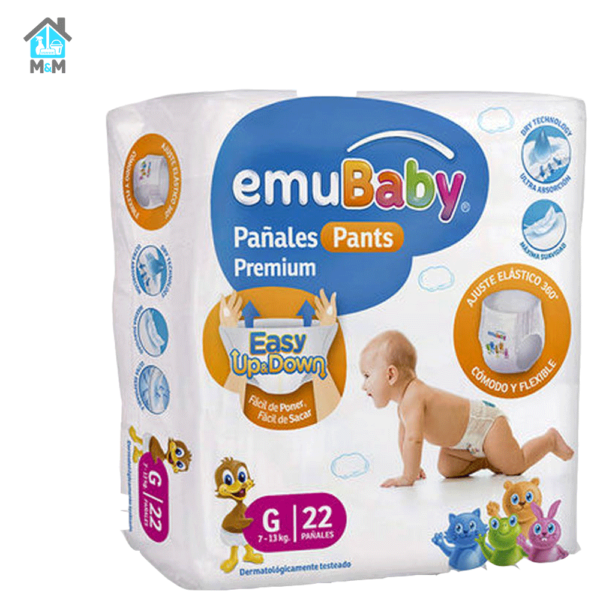 22 pañales pants premium emubaby talla g burdeo