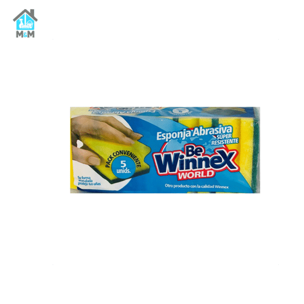 pack 5 esponjas abrasiva be winnex world amarilla verde