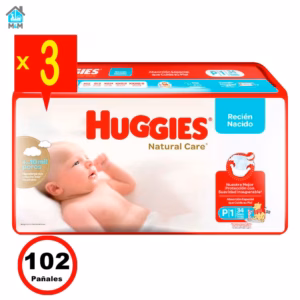 3 paquetes 102 pañales bebe huggies natural care recien nacido talla p winnie disney