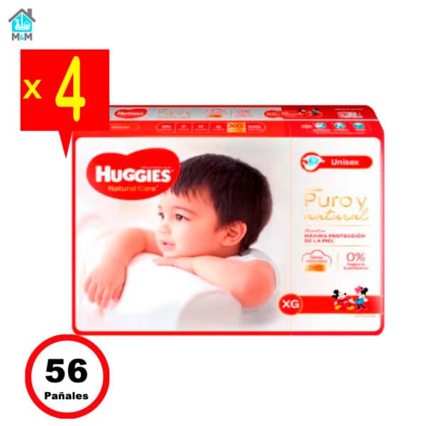 4 paquetes 56 pañales bebe huggies natural care talla xg mickey minnie mouse