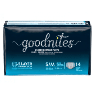 paquete 14 pañales pants unisex bedtime goodnites talla s m azul