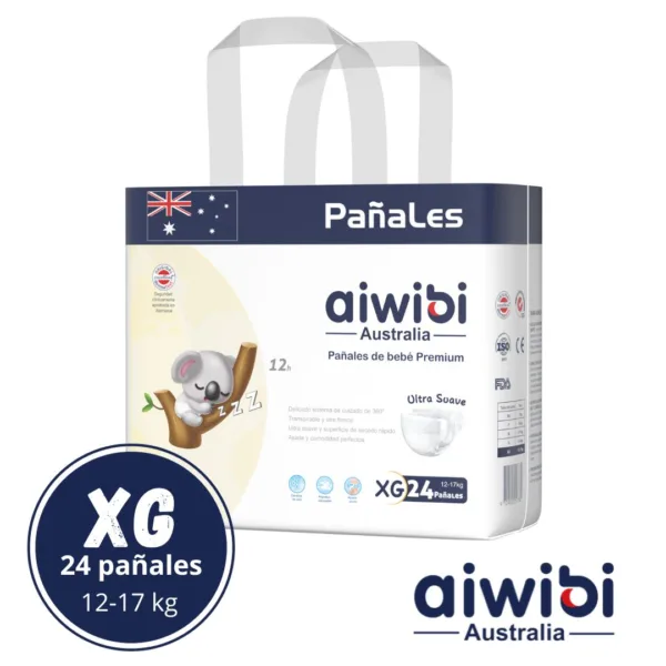 paquete de 24 pañales premium ultra suave bebe talla xg aiwibi australia koala