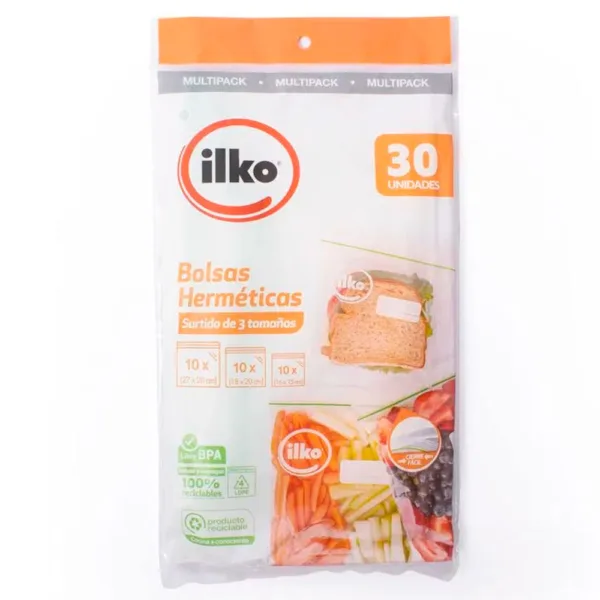 multipack bolsas hermeticas 3 tamaños ilko