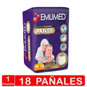 paquete ropa interior 18 pañales pants adulto unisex emumed talla m morado