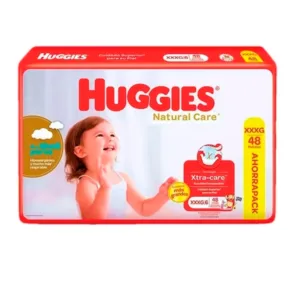 paquete 48 pañales huggies natural care talla xxxg