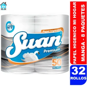 manga 8 paquetes 32 rollos papel higienico doble hoja premium swan mi hogar