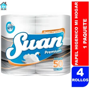 paquete 4 rollos papel higienico doble hoja premium mi hogar swan