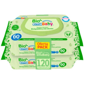 toallitas humedas biodegradables pack 120 unidades emubaby