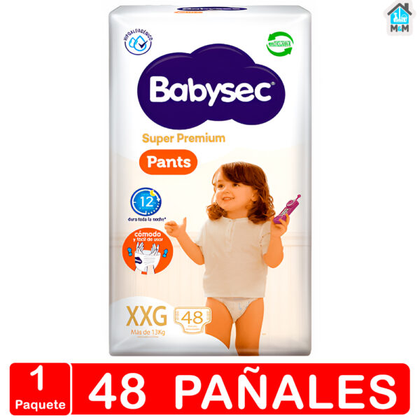 1 paquete 48 pañales bebe babysec super premium talla xxg pants