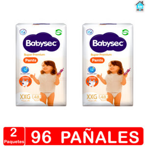 2 paquetes 96 pañales bebe babysec super premium talla xxg 48 blancos