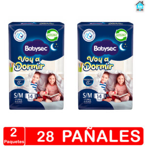 2 paquetes 28 pañales bebe babysec voy a dormir talla s m hipoalergenico reciclable