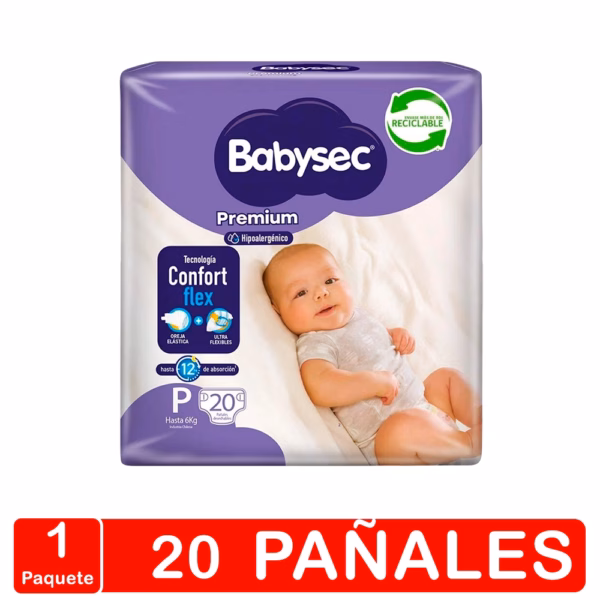 PAÑALES BABYSEC PREMIUM – TALLA PEQUEÑO(P) - 20 Unidades