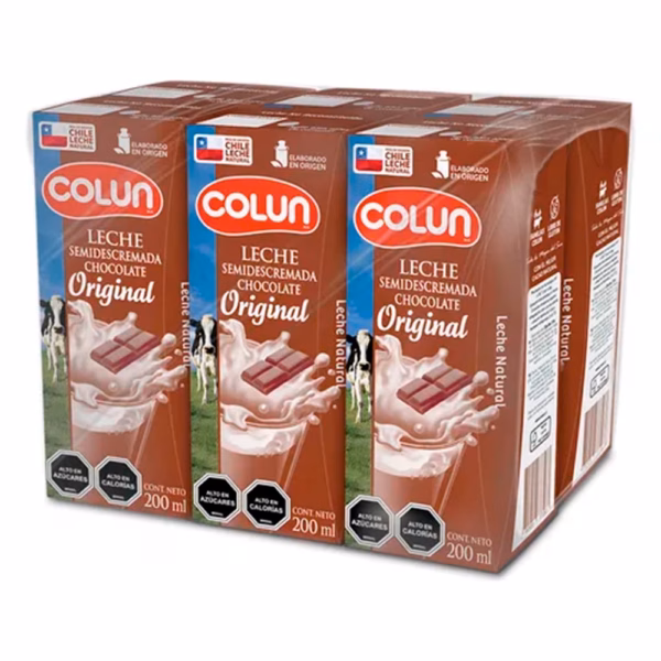 6 Leche Semidescremada Chocolate Original - 200ml - Colun