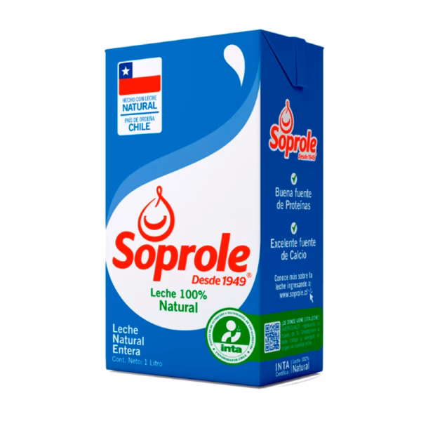 Pack Leche Soprole Entera - 1 Litro - 12 Unidades - Imagen 2
