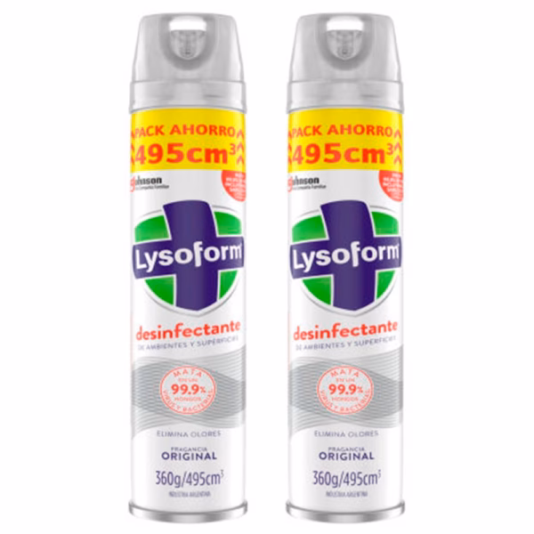 Pack Desinfectante Aerosol Lysoform 2x495 Cc