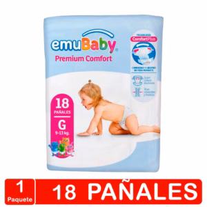Pañales Emubaby Confort – Talla Grande(g) – 18 Unidades