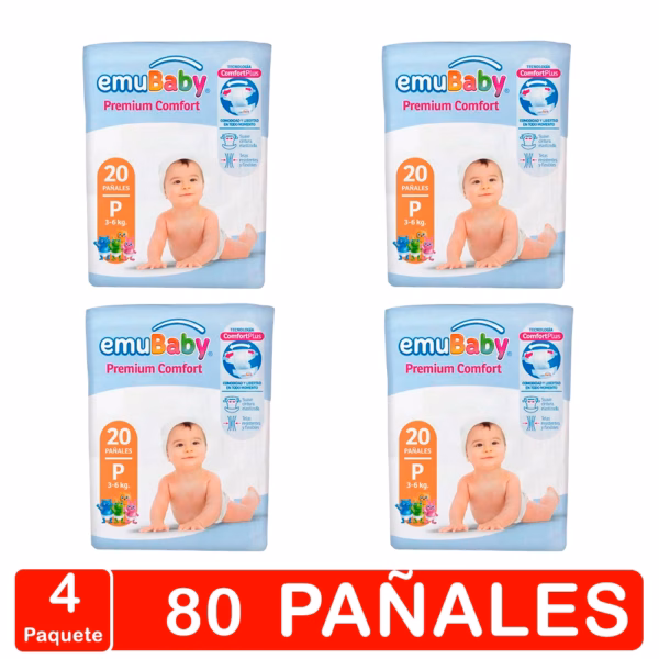 Pañales Emubaby Confort – Talla Pequeña(p) – 80 Unidades